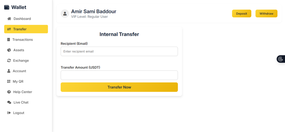 Digital Wallet Platform screenshot